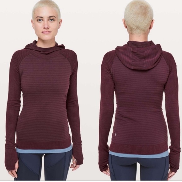 LULULEMON Sz 6 Burgundy Keep the Heat Thermal Running Hoodie Originally $118 - Picture 2 of 10